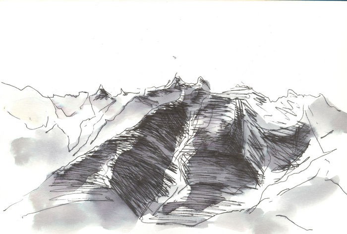 Random work from LOUKIE HOOS | 1995-2009travelsketches | Swiss mountains 1999